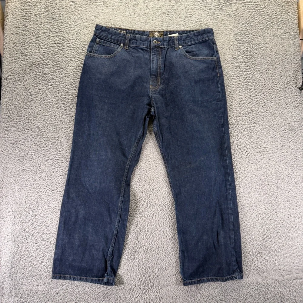 Timberland Jeans Men 40x30 Blue Cotton Denim Straight Travel Streetwear Workwear